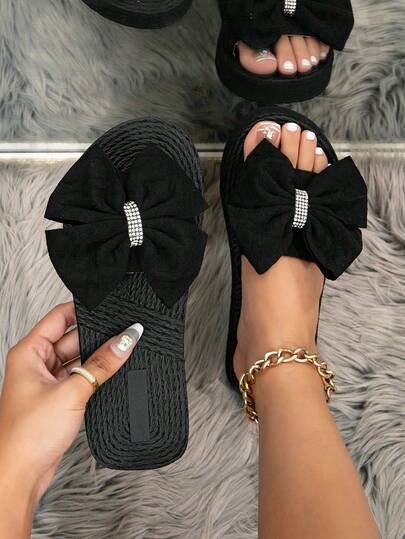 Sandalias con lazo para mujer, sandalias de playa para mujer, chanclas con suela gruesa y versátiles.