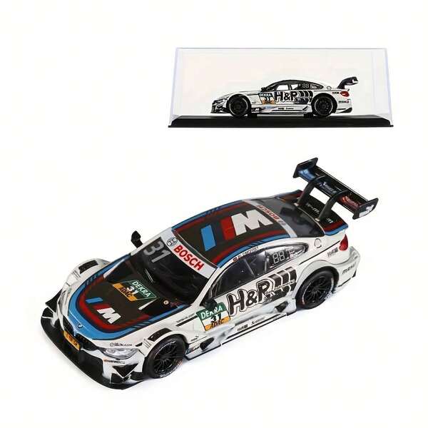 RMZ Modelo de coche de carreras BMW M4 DTM a escala 1:43, juguete de coche para niños, modelo de coche deslizante, regalo de cumpleaños para niños