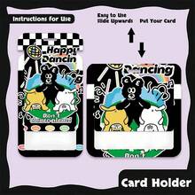 1 pieza Tarjetero invertido con oveja amarilla y blanca, protector de tarjeta de campus, tarjeta de autobús, tarjeta de estudiante, tarjeta de acceso con cordón retráctil negro a prueba de polvo y protección contra caídas - casquillos de resorte - Ver 5