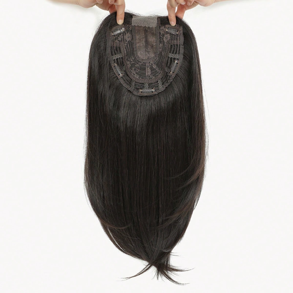 Topper de cabello para mujeres de 18 pulgadas, realzador de densidad capilar de 6.5"X6.5", topper de cabello liso color marrón chocolate