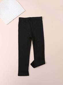 4 Pairs Girls Cute & Simple Cropped Leggings, Suitable For Everyday Wear - Black - View 8