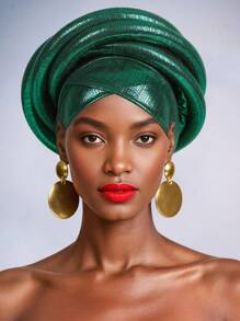 女士夸张非洲头巾交叉帽檐立体造型高档宴会头饰 - 彩色 - 查看 7