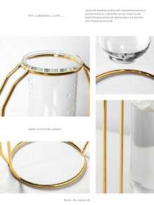 1 Stück Metallrahmen Goldene Vase, moderne kreative Hydroponik Vase, dekorative Heimdekoration für Wohnzimmer, Esszimmertisch, Bürotisch, Blumen- & Trockenblumenarrangement Raumdekoration Blumenvase Glasvase