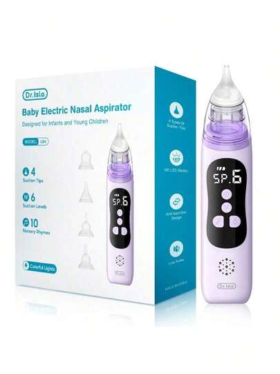 Elektryczny aspirator do nosa dla niemowląt o dużej mocy ssania, odpowiedni dla niemowląt, noworodków i małych dzieci. Przenośny aspirator do nosa dla niemowląt, ładowalny, z oświetleniem i muzyką.