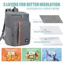 Rucsac izolat - Material Oxford îngroșat, calitate superioară, bretele reglabile și buzunare multiple pentru camping, drumeții, școală - negru cu accente portocalii, nu intră în contact cu alimentele, echipament de drumeție, depozitare pentru camping, design elegant, construcție complet impermeabilă