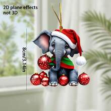 1 2D Flat Acrylic Sausage Dog And Elephant Patterned Holiday Pendant Wearing A Christmas Hat, Suitable For Christmas, And Birthdays - Perfect For Car Mirrors And Christmas Trees. The Acrylic Pendant Is Suitable For Christmas Tree Decoration, Backpacks, Keychain Decorations, And Christmas Tree Decorations Home Decor Christmas Decorations Room Decor