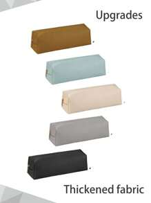 可折叠便捷 PU 化妆文具铅笔笔盒、铅笔盒、铅笔袋、书包、学校用品、返校 - 黑色 - 查看 11