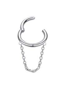 不锈钢耳骨耳环 8 毫米耳轮穿孔饰品 带链条 防过敏铰链式