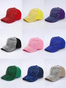 1pc Ladies' Sun Hat, New Spring & Summer Arrival With Baseball Cap Design, Style, Shiny Rhinestone Decor, Baseball Cap, Suitable For Daily Wear, Travel, Vacation, Light Weight, Solid Color, Sunshade, Topless Party - Solid Color - View 13