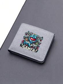 1 محفظة قماشية مطبوع عليها تصميم وحدة تحكم ألعاب كرتونية ملونة، تصميم فريد متعدد فتحات البطاقات، محفظة مزدوجة مع حامل بطاقات الائتمان، خفيفة الوزن وقابلة للحمل متعددة فتحات البطاقات، هدية مثالية للمراهقين