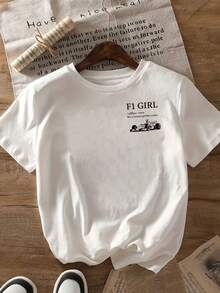 For F1 Graphic T-Shirt - Casual Crew Neck, Short Sleeve Tee With Race Car Design, Perfect For Spring & Summer, Women'S Fashion, Car Tshirt - trắng - Xem 7