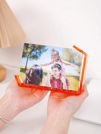 1pc Acrylic Photo Frame, 6-Inch Half-Edge Design Transparent Picture Display Stand, Creative Home Decor For Party, Suitable For Displaying Friend, Pet, Family Photos, Gift For Him/Her, Mom's Birthday, Christmas