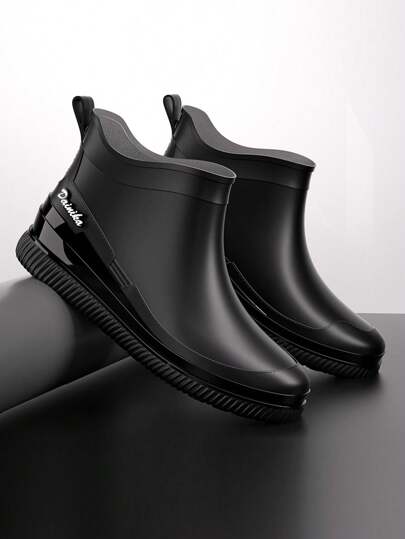 Popular Women's Short Rain Boots, Fashionable Low-Top Thick Waterproof Boots, Anti-Slip Outdoor/Kitchen Shoes