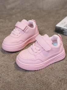 儿童白鞋2025春秋季：男童运动鞋、轻便校鞋、女童休闲一脚蹬鞋、软底婴儿鞋 - 粉色 - 查看 4