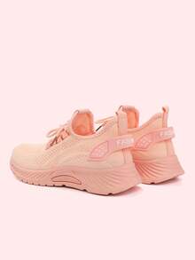 1 par de zapatos deportivos de punto con cordones, aptos para todas las estaciones - Rosa - Ver 2