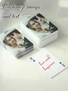 1 Set/54 Pieces, Customized Playing Cards, Customized Text And Pictures, 5 Photos Can Be Customized, Customized Couple Photo And Family Photo Playing Cards, Table Game Cards, Wedding Souvenirs, Anniversary Souvenirs, Wedding Playing Cards, Anniversary Gifts, Anniversary Gifts, Valentine's Day, Mother's Day, Birthday, Father's Day, Graduation Ceremony, Wedding. - Multicolor - View 2