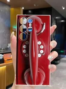 1个独特的红色电话图案透明软手机壳，兼容三星Galaxy A04e/12/A13/A14/A34/A50/A52/A53/A54/S21/S22/S23/S24/S25/S25Ultra