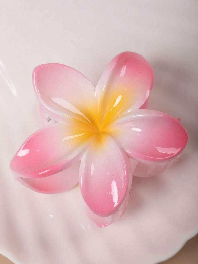 1个女士多色鸡蛋花发夹，适合海边度假和日常佩戴，可作为礼物。发饰 女士爪夹 秋季配饰 花朵发爪 秋冬夏季海滩度假必备 - 彩色 - 查看 14