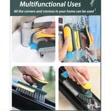 1pc Solve The Problem Of Stubborn Stains! Two Tone Ergonomic Handle Cleaning Brush, With Soft And Hard Bristles Divided Into Zones, Effectively Removes Various Stubborn Stains, An Essential Practical Tool For Home Cleaning!