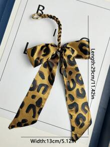 1 件简约豹纹蝴蝶结包饰/钥匙扣吊坠背包装饰猎豹印花蝴蝶结包钥匙扣