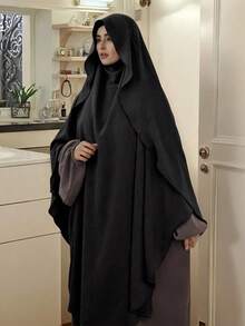 1pc Conservative Abaya Hijab Kimmar Islamic Hijab Jilbeb Hicab Hijab Clothing Hijab Women Muslim Khimaar With Ruffle Brim Design, Convenient For Privacy And Daily Prayer Wear, 4-Season Usable For Dress - Multicolor - View 11