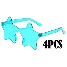 1-10副 - 无框五角星形眼镜，透明糖果色，派对眼镜，适合作为派对礼品，完美适用于泳池派对、海滩派对、夏季派对、生日派对、嘉年华、趣味活动或派对赠品（颜色随机）。