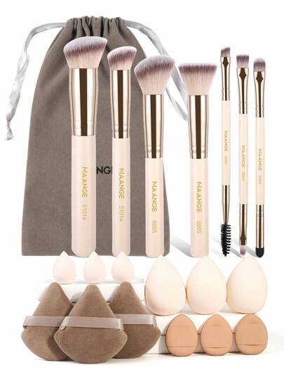 MAANGE 7/8/9/10/20/25pcs Makeup Brush Set With Blush Brush Foundation Brush Eyeshadow Brush Eyelash Brush Eyebrow Brush Lip Brush Contour Brush Loose Powder Brush Concealer Brush Makeup Tools