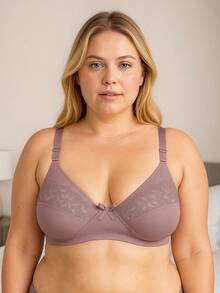 Sutiã Plus Size sem Bojo Reforçado Sustentação de Cetinete - Lavanda - Visão 2