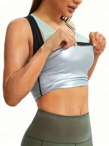 女士运动塑身背心、健身训练吸汗背心、跑步塑身背心、女士紧身吸汗背心、百搭修身、收腹健身背心、女士运动背心、跑步运动背心。健身服、健身房配件、腹部瘦身束腹带、腹部瘦身束腹带 - 彩色 - 查看 3