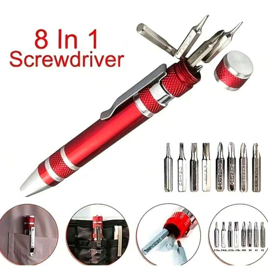 8-In-1 Multifunctional Tool Pen, Portable Screwdriver, All-In-One Technical Tool Pen With Flathead And Screwdrivers, Pocket Screwdriver, Precision Screwdriver, Cool EDC Multifunctional Small Tool, Gift For Men, Suitable For Computer, Glasses, And Daily Home Repairs - Multicolor - View 1