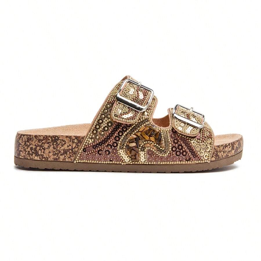 Women's Sandal Papete Sandal Fashion Sequins Design Sandal Bling Bling Different Sandal Women - 棕色 - 查看 1