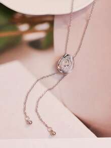 1pc Western Long Chain Necklace, Suitable For Outfit Matching, Gold-Color Cowgirl Hat Pendant Necklace - Silver - View 2