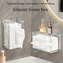 Luxurious Tissue Box With Glacier-Pattern Wall-Mounted Tissue Holder, Premium No-Drill Bathroom Facial Tissue Dispenser, Elegant Home Decor Accessory For Living Room And Powder Room, Ultra-Slim Mount, ABS Construction, Hygienic Cover, Keeps Tissues Clean And Accessible, Modern Coastal-Inspired Design For Contemporary Interiors, Ideal For Small Apartments, Dorm Rooms, Vanity Areas, And Hotel Suites; Space-Saving, Moisture-Resistant, Easy Wipe-Clean Finish, Anti-Slip Base, And Hidden Mounting System For Clutter-Countertops - Multicolor - View 3