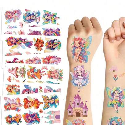 12 ชิ้น สักลายยูนิคอร์นกลิตเตอร์สีชมพู ชั่วคราว,สไตล์การ์ตูนกลิตเตอร์ที่น่ารัก กันน้ำ ยูนิคอร์นรุ้งเงางาม,ของตกแต่งงานเลี้ยงวันเกิด,ของขวัญที่สมบูรณ์แ