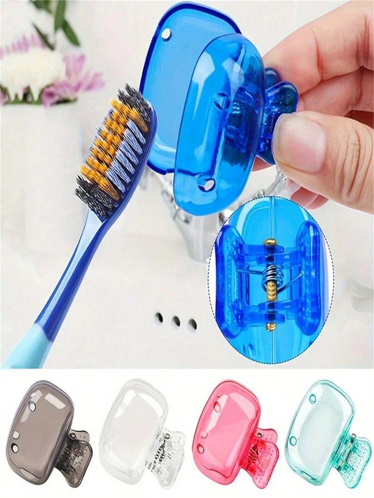 Toothbrush Case, Plastic Travel Toothbrush Cover Protector Cap Travel/Home Toothbrush Holder, Portable Travel Toothbrush Dustproof Protective Case, Storage Box, Portable Toothbrush Head Protective Clip, Dorm Room Travel/Home Toothbrush Holder, Portable Travel Toothbrush Dustproof Protective Case, Storage Box, Portable Toothbrush Head Protective Clip - Multicolor - View 4