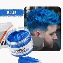 sevich Cera de color temporal para cabello para hombres y mujeres - Cera para peinar casera (fácil de lavar) | Mezcla y crea colores personalizados | Perfecta para fiestas temáticas, cosplay y diversión diaria - Azul - Ver 2
