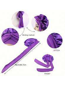 High-End Oversized Shower Cap, Suitable For Curly Hair - Black, Polyester, Adjustable Fit With Curly Hair Design, Perfect Protection And Styling Wet Hair. Curly Hair Design Cap. Durable Shower Cap, Wet Hair Shower Cap - Black - View 2