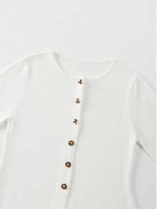 FOR BEAUTY Áo khoác blazer dệt kim may đo nữ, cổ tròn nút vàng tay dài dáng ôm, trang phục dệt kim thanh lịch.. Trắng - trắng - Xem 6