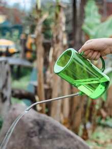 1 件高品质耐用塑料浇水壶，适用于室内外植物 - 带测量标记（毫升/盎司）的基本园艺工具，绿色和透明灰色设计，非常适合家庭使用