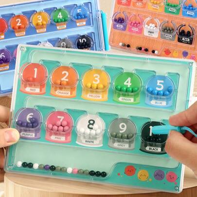 Wooden Magnetic Color & Number Maze Toy - Counting & Sorting Activity, Magnetic Bead Maze Toy, Colorful Magnetic Numbers, Fine Motor Skill Learning Gift (Birthday, Christmas, Halloween), Magnetic Puzzle, Development Game, Early Education Interactive Game, Smooth Surface, Preschool Activity