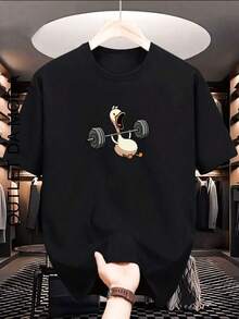 Duck Gym T-Shirt Unisex Men Women 100% Cotton Premium Streetwear Top New Release Immediate Shipping Various Colors!! Plus Size - 黑色 - 查看 2