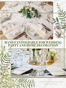 Personalized Engraved White Folding Fan, Custom Lettering Fan, Personalized Wedding Fan, Engagement Gift, Bridal Gift, Party Favor, Best Man Gift, Wedding Thank-You Gift, Birthday Gift, Baptism Gift, First Communion Gift, Personalized Gift Idea, Bamboo Folding Fan, Can Be Used For DIY Creative Blank Printing Advertising Gifts. Multifunctional, Highly Decorative, And Of Superior Quality, It Is An Ideal Gift For Her, Suitable For Tea Room, Valentine's Day, Mother's Day, Father's Day. - Multicolor - View 6