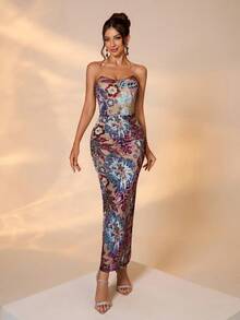 Váy dự tiệc trang trọng thanh lịch dành cho nữ có thêu và đính sequin - Nhiều màu - Xem 5