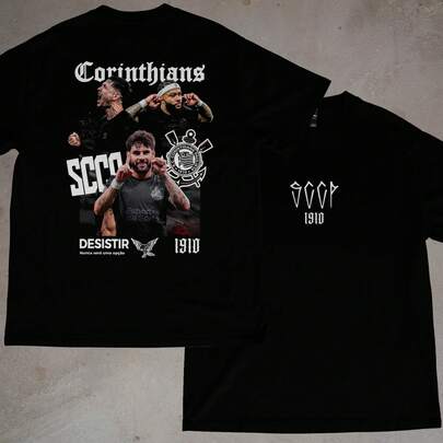 Camiseta Masculina Corinthians 100% Algodão Timão Blusa Yuri Memphis Garro Esporte Futebol Verão