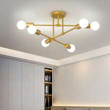 1pc Iron Art Small Living Room Lamp, Nordic Artificial Satellite Pendant Light, Multi-Color 6-Head Ceiling Light, Industrial Style Pendant Lamp (Excluding Bulbs) - Multicolor - View 1