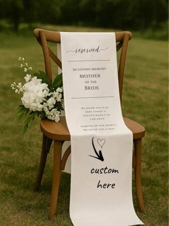 Personalized Fabric Sign Wedding Memorial Sign Reserved In Loving Memory, Memorial Chair Cover, Memory Linen Chair Sign