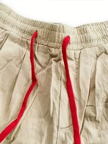 Quần ống rộng bằng vải lanh cho nam, quần harem rộng rãi thoải mái bằng vải lanh, quần ống rộng lửng, nhẹ nhàng cho mùa xuân và mùa thu. - Màu Khaki - Xem 6