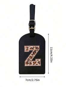 1pc TSA Approved Luggage Tag, PU Leather Material, Leopard Print, Alphabet A-Z Options, With Privacy Cover, Can Be Used As Business Card Or Travel Backpack Label, Unisex, Travel Essential, Luggage, Travel Gear, Back To School, Alphabet Print - Multicolor - View 8