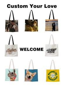 SRH One Customizable Women's Handbag/Canvas Bag With Text/Photo Options. Upload Personalized Photos (Wedding, Partner, Etc.) With Customizable Text, Multiple Fonts, And Colors To Choose From. Create Your Own Unique Canvas Tote Bag.