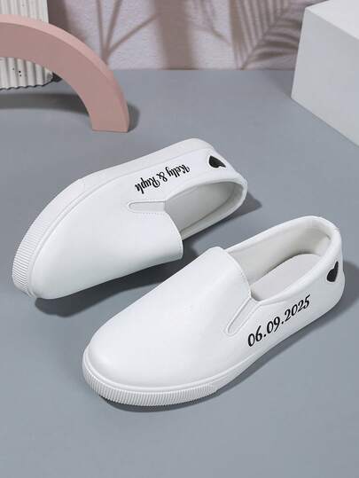 2025 New Versatile Leather Upper Slip-On Casual White Sneakers, Unisex Couple Style Loafers